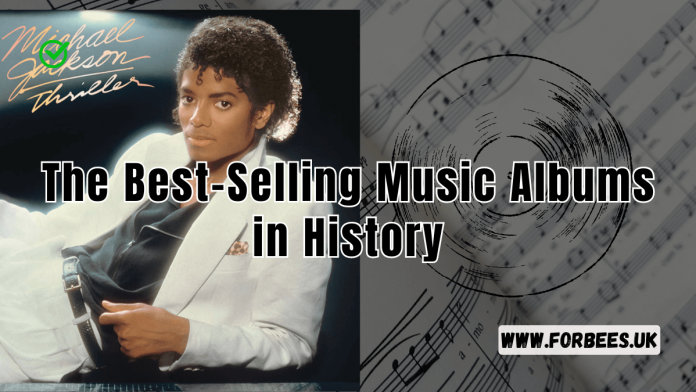 Collage of iconic best-selling music albums from various artists and genres.