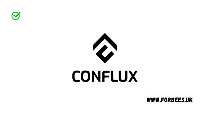 Conflux CFX coin and blockchain technology illustration.